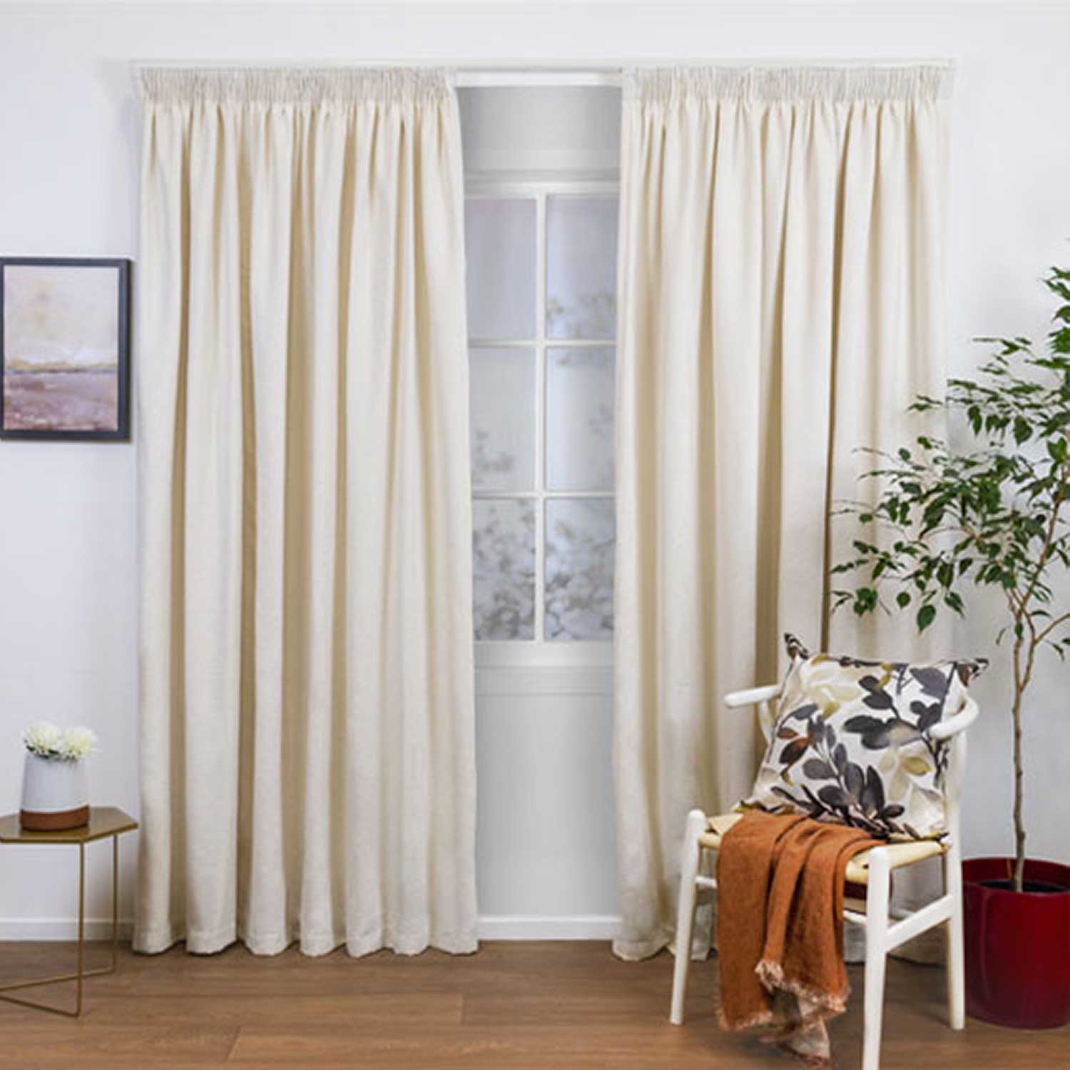 Nova Eggshell - Readymade Lined Pencil Pleat Curtain - Curtain Studio 